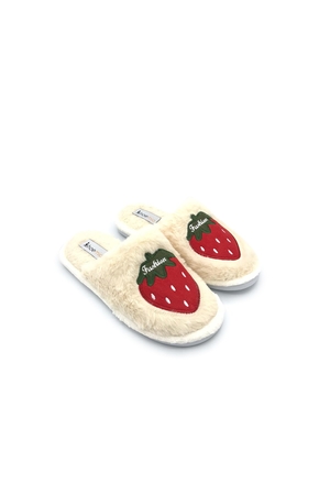  Shoemio Strawberry Krem Kadın Ev Terliği