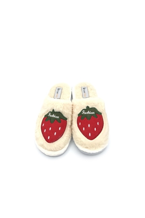  Shoemio Strawberry Krem Kadın Ev Terliği